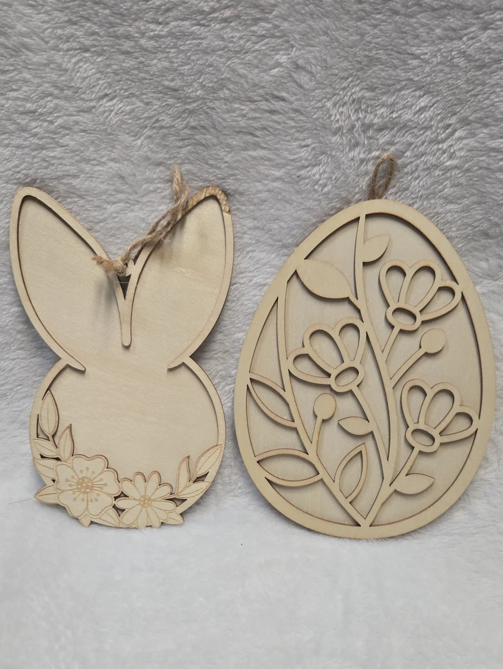 🌞Make Market 2pack  Neutral Wood Bunny & Egg Hanging Ornaments